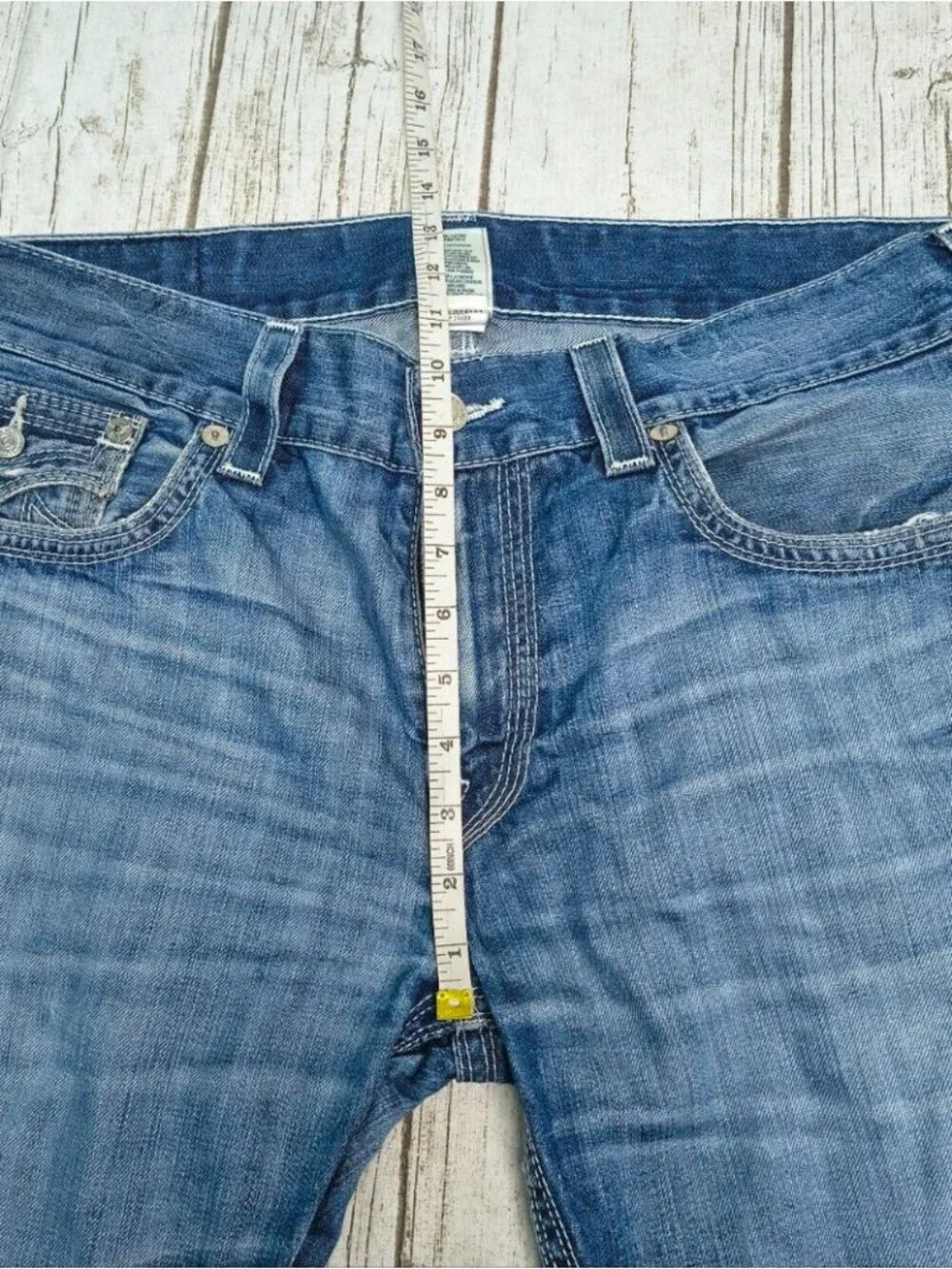 True Religion Men's Straight Leg Mid Wash Jeans Size 36